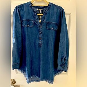 Tencil dark blue denim pullover blouse